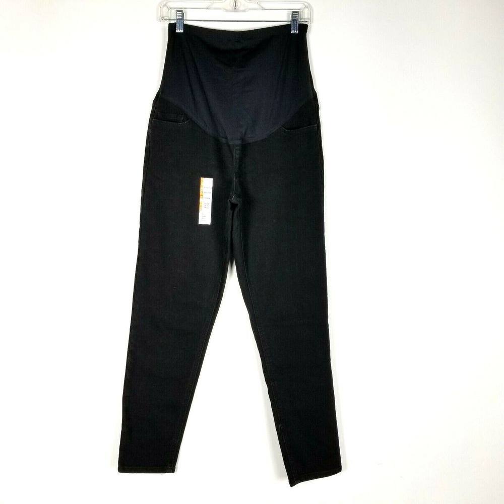 Time‎ and Tru Maternity Skinny Jeans Size M Comfort Full Panel Belly Band Black